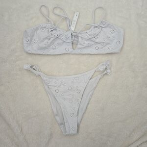 Bond-Eye Bikini White Eyelet Swim Top + Bottom Set RSP $249